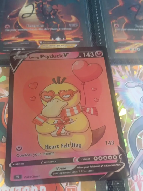 Loving Psyduck V - Pink Heart Art Pokémon Card