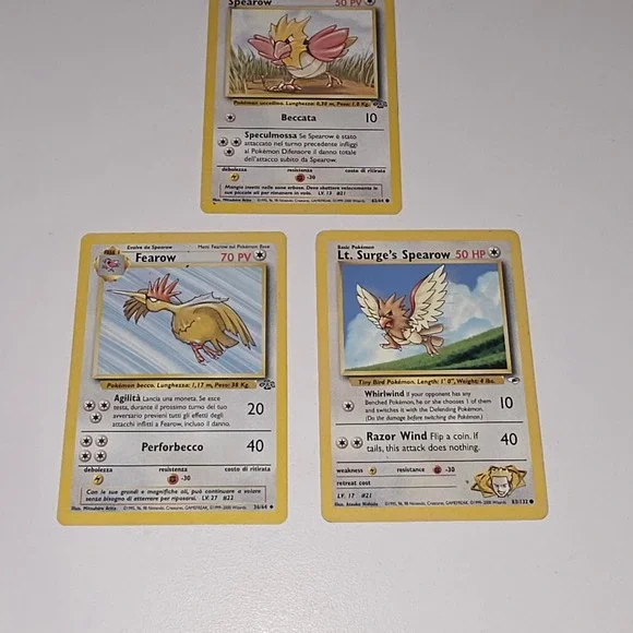 Pokemon Lt Surges Spearow 83/132 Fearow 36/64 Spearow 62/64 Jungle Gym Hero Lot