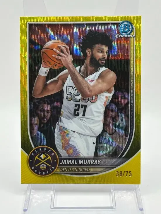2025 Bowman Chrome Jamal Murray Yellow Wave Refractor 38/75 SP Denver Nuggets