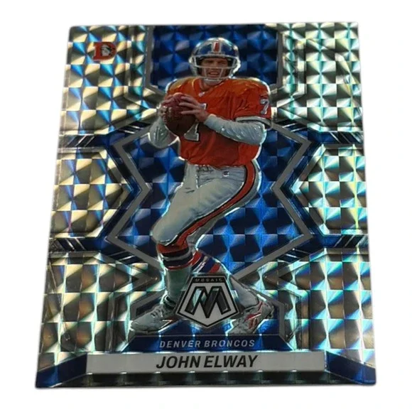 2022 Panini Mosaic John Elway Denver Broncos Blue Reactive Prizm No 63 NFL Card