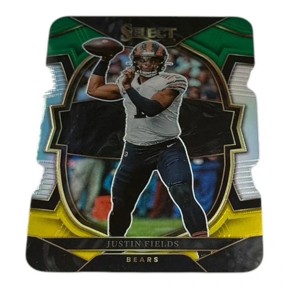 2022 Panini Select Justin Fields Chicago Bears #60 Green Yellow DieCut Prizm NFL