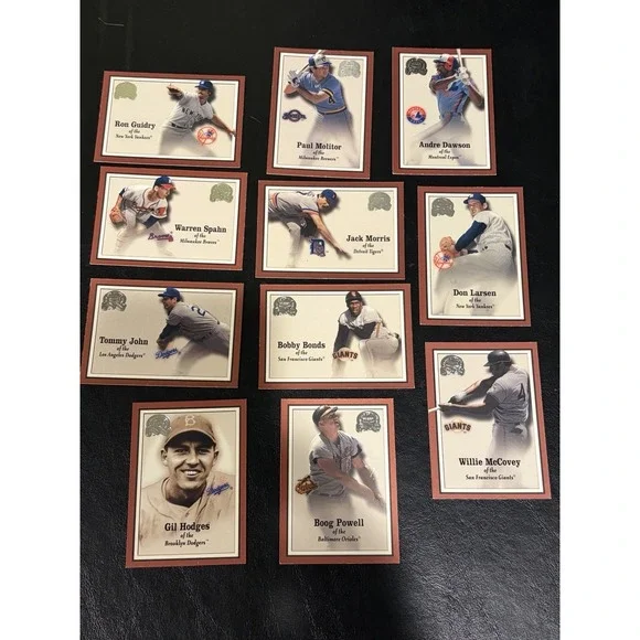 2001 Fleer Greats of the Game Baseball Lot (11) - Bonds, Guidry, John