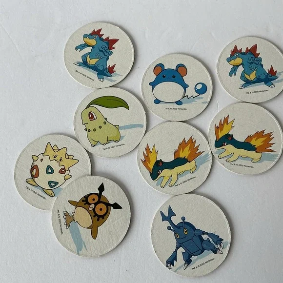 Pokemon Tazo Lot 9 Totodile‎ Typhlosion Togepi Marill Johto 2000