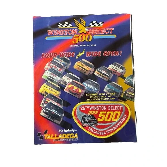 Winston Select 500 1995 Program and Official Lineup w/ Patch NASCAR Talladega‎