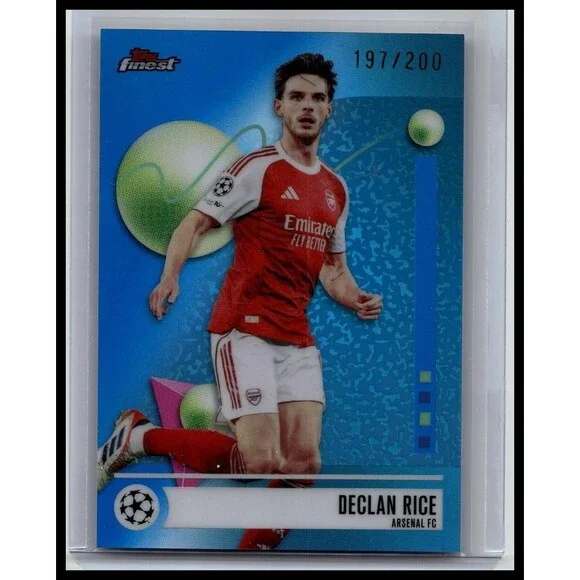 2026 Topps Finest UEFA #41 Declan Rice, Arsenal FC Blue Refractor /200