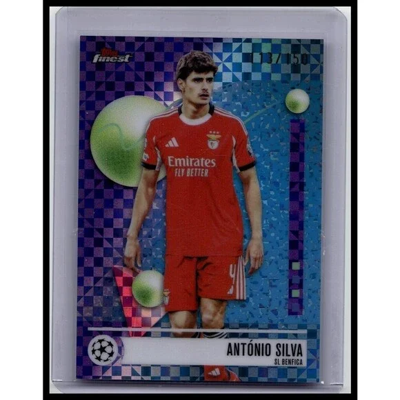 2026 Topps Finest UEFA #173 António Silva, SL Benfica Purple Checkerboard /150