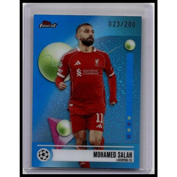 2026 Topps Finest UEFA #117 Mohamed Salah, Liverpool FC Blue Refractor/200