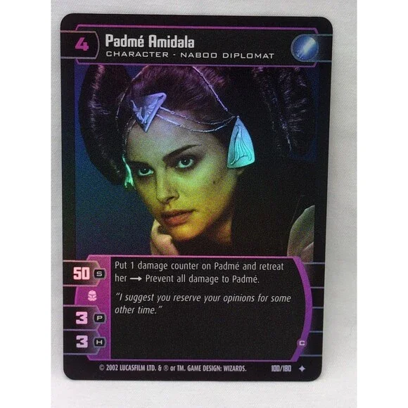Foil Padme Amidala Star Wars TCG Uncommon 100/180 Attack Of The Clones Card