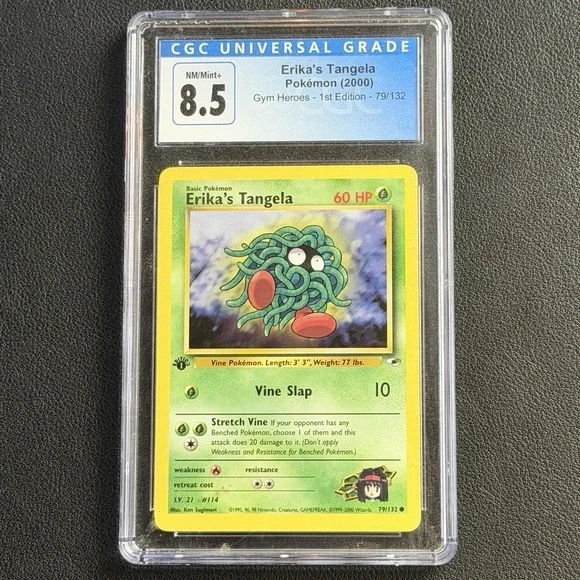 Pokemon Erika's Tangela 1st Edition 79/62 CGC 8.5 Blue Label TCG 1999 Gym Heroes
