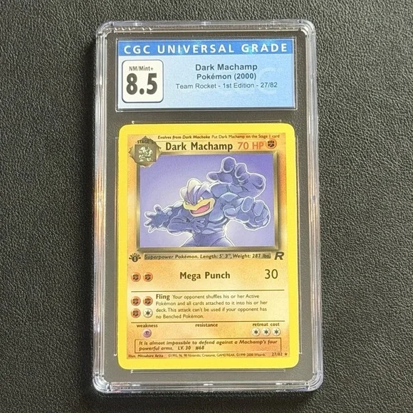 Pokemon Dark Machamp Non-Holo 1st Ed. 27/82 CGC 8.5 TCG Team Rocket 2000 WotC