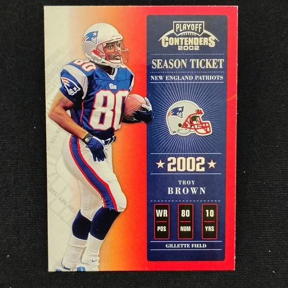 2002 Playoff Contenders #9‎ Troy Brown Football New England Patriots NFL Card