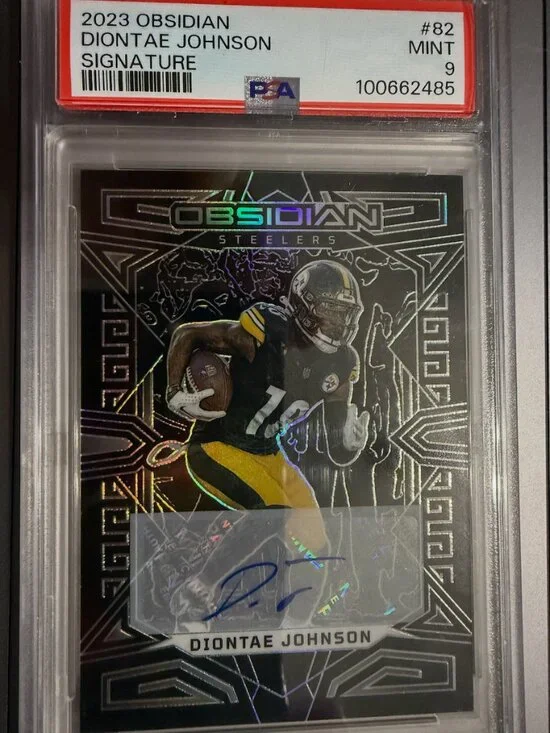 Diontae Johnson 82 Auto | 2023 Panini Obsidian | PSA 9