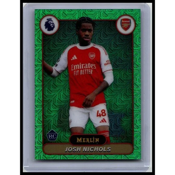 2026 Merlin Premier League Josh Nichols #19 Arsenal FC Green Mojo Rookie #/99