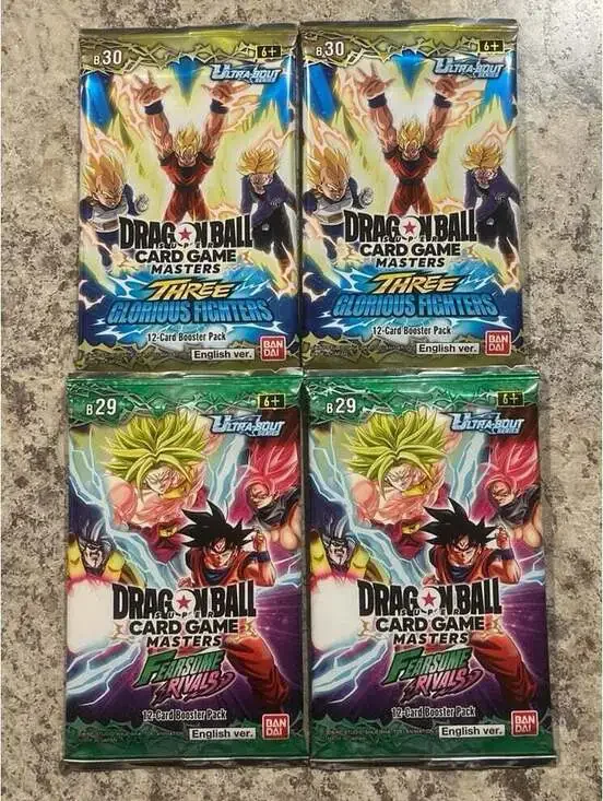 4x Dragon Ball Super TCG Fearsome Rivals/Three Glorious Fighters Booster Packs