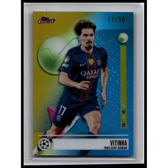 2025-26 Finest UEFA Vitinha #135 Paris Saint-Germain Gold Refractor #/50