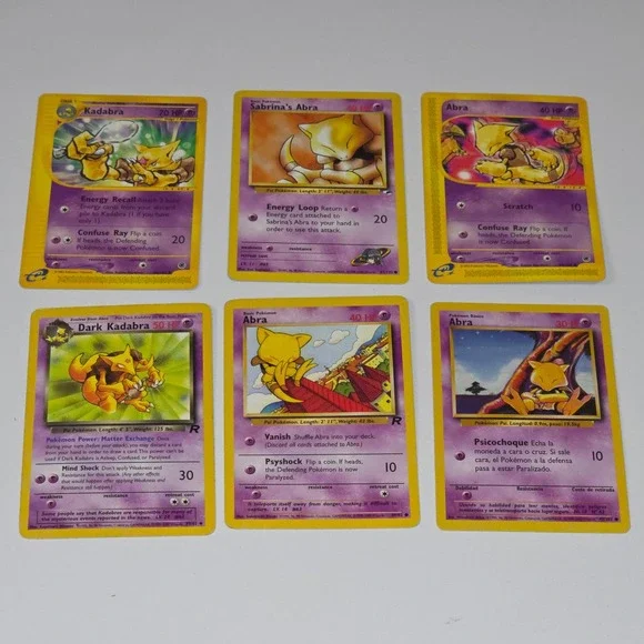 Pokemon Abra Kadabra Card Lot 6pc Dark Kadabra Sabrinas Abra E-Reader Vintage