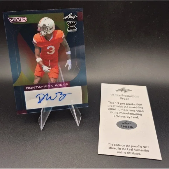 2023 Leaf Vivid Dontayvion Wicks 1/1 Pre-Production Proof Autograph Blue (RC) AU