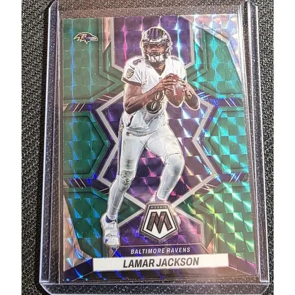 2022 Panini Mosaic Green Mosaic Prizm lamar jackson Baltimore Ravens #13