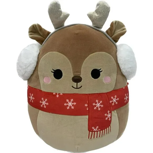 Squishmallows Darla the Reindeer Wearing Scarf & Ear Muffs 12