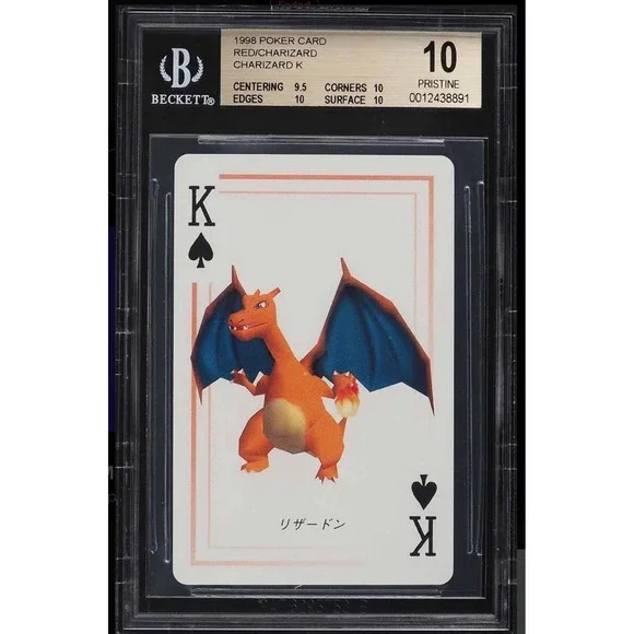 1998 Pokemon Poker Card Red 3D Render Charizard BGS 10 PRISTINE