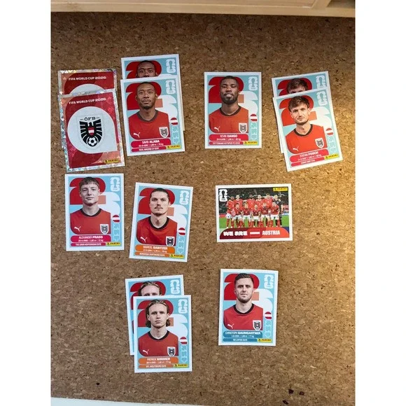 Panini FIFA World Cup 2026 Austria Sticker Lot Alaba Sabitzer Team Crest 12pc
