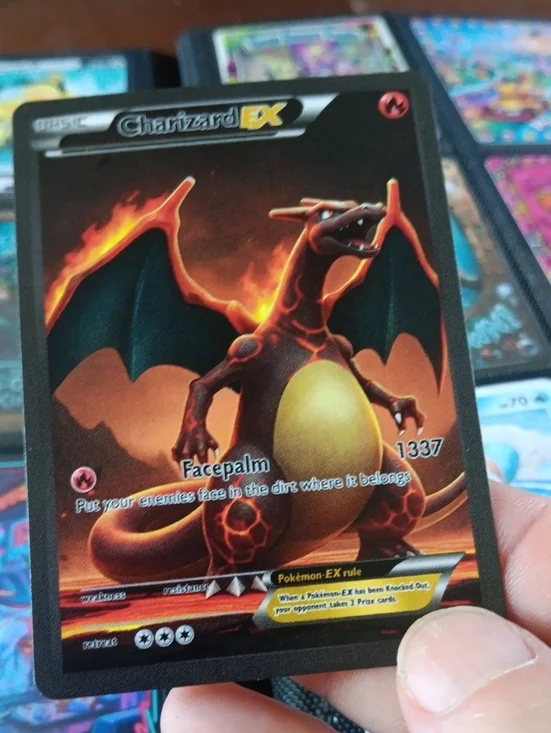 Charizard EX-Inspired Reptile Heat Display Card - Black and Orange