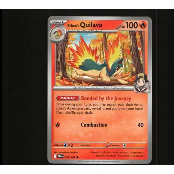 Ethan’s Quilava 082/182 Pokémon Card – Bonded by the Journey & Combustion pok4‎