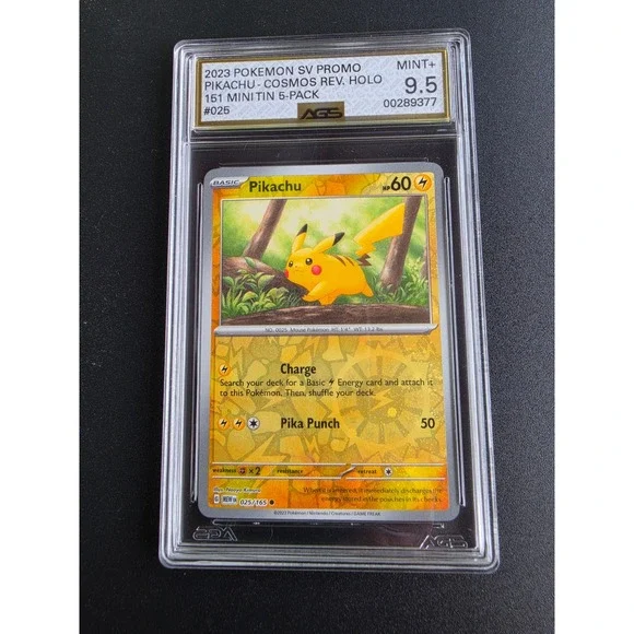 Pokemon Pikachu 025/165 Cosmos Reverse Holo 151 Promo AGS 9.5 Mint+ 2023 SV