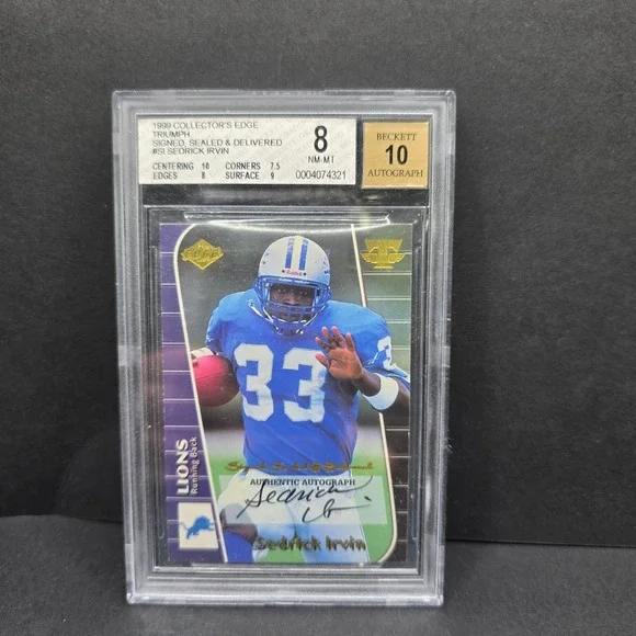 Collector's Edge Triumph Football Sedrick Irvin BGS 8 Auto‎ 10 1999