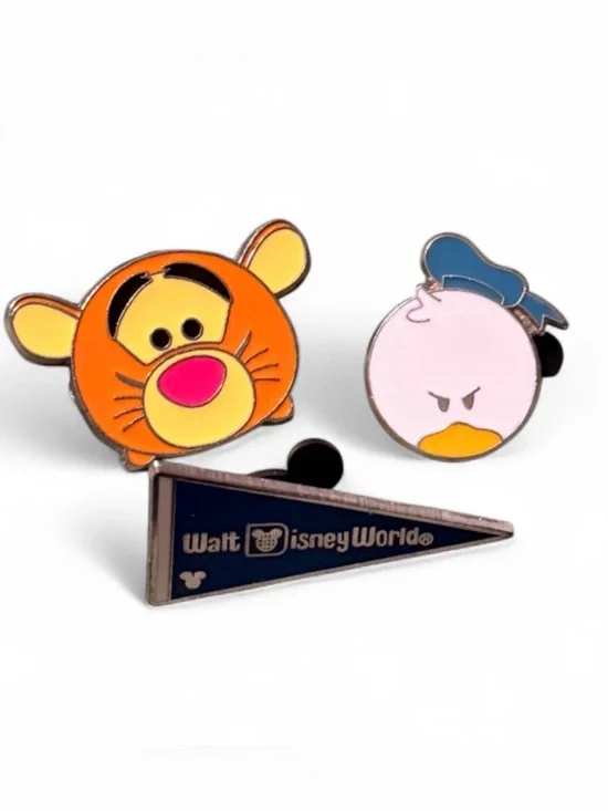 Disney Tigger Orange & Donald Pink Pin Set with Navy Pennant
