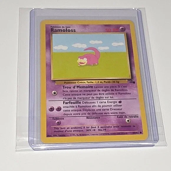 Pokemon Ramoloss Slowpoke Fossil 55/62 French Common Vintage Card 1999-2000 WOTC