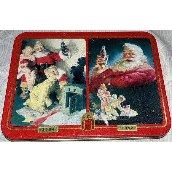Coca-Cola‎ Nostalgia Playing Cards 2 Decks in Tin SANTA Christmas vintage