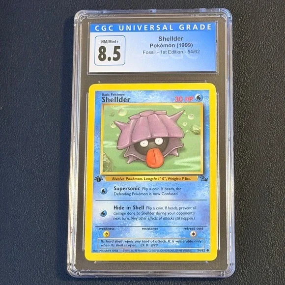 Pokemon Shellder 1st Edition Fossil 54/62 CGC 8.5 NM/Mint+ TCG 1999 WOTC Vintage