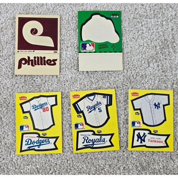 Fleer MLB Baseball Team Logo Jersey‎ Stickers Lot of 5 Multi Vintage 1980s