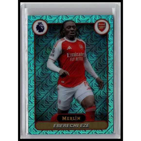 2026 Merlin Premier League Eberechi Eze #14 Arsenal FC Aqua Mojo Refractor #/199