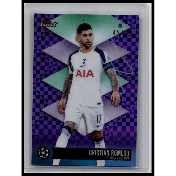2025-26 Finest UEFA Cristian Romero #511 Tottenham Purple Checkerboard /75
