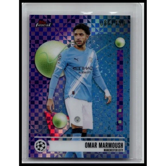2025-26 Finest UEFA Omar Marmoush #121 Purple Checkerboard Refractor #/150