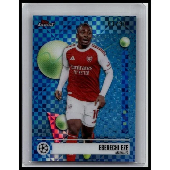 2025-26 Finest UEFA Eberechi Eze #30 Arsenal FC Blue Checkerboard /99