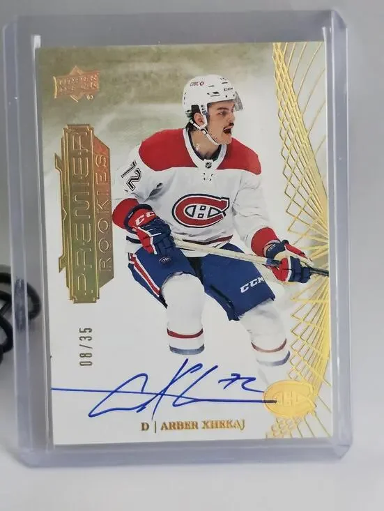 Arber Xhekaj Premier Rookies Autographed Hockey Trading Card #08/35