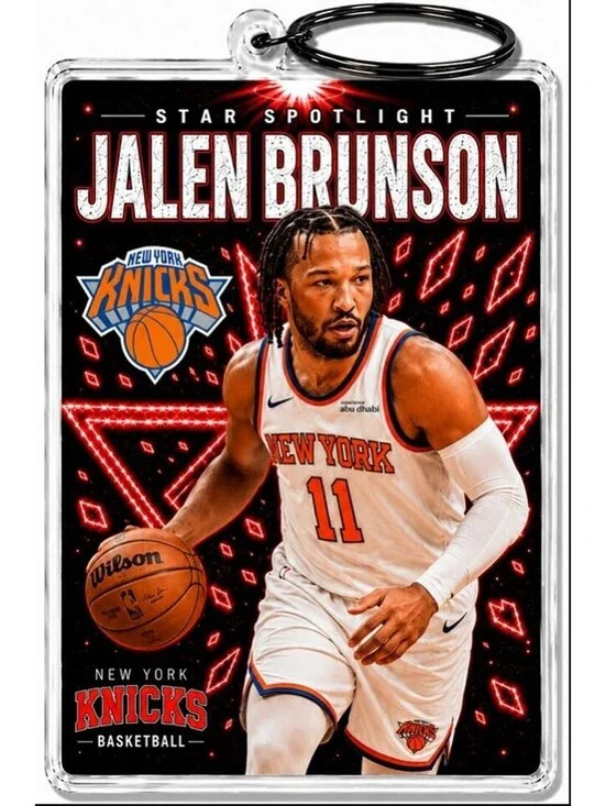 3977 Jalen Brunson Keychain Red Spotlight Premium Keychain No Nameplate