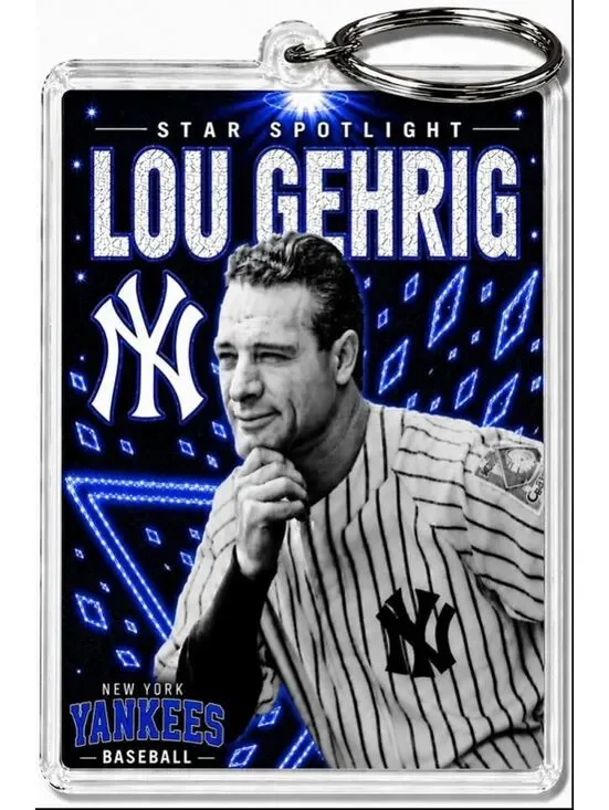 3796 Lou Gehrig Keychain Blue Spotlight Premium Keychain No Nameplate