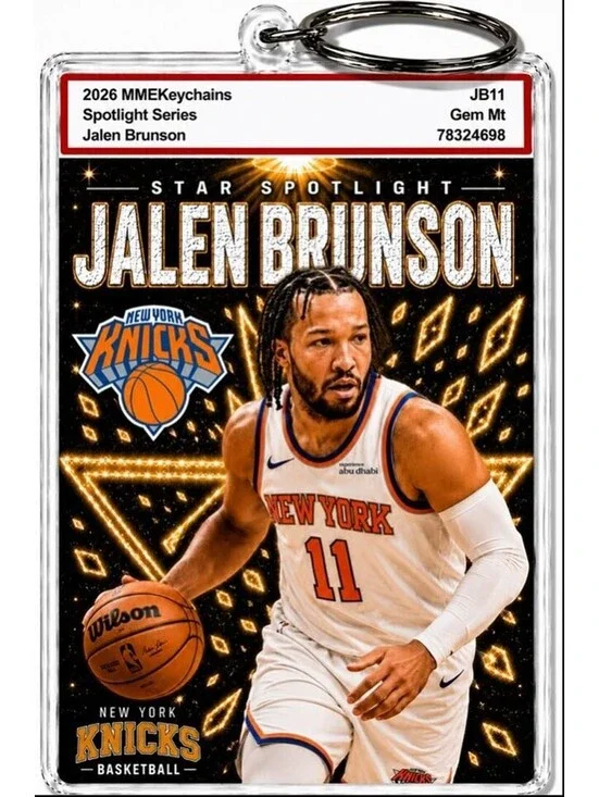 3983 Jalen Brunson Keychain Gold Spotlight Premium Keychain No Nameplate