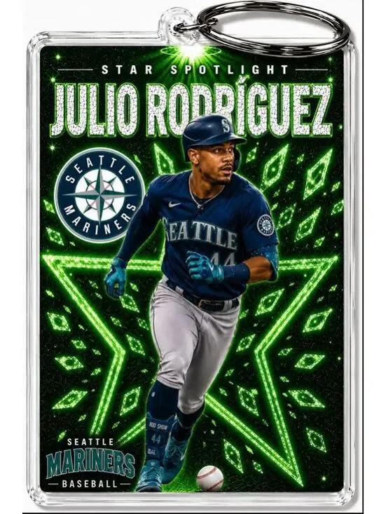 3986 Julio Rodriguez Keychain Green Spotlight Premium Keychain No Nameplate