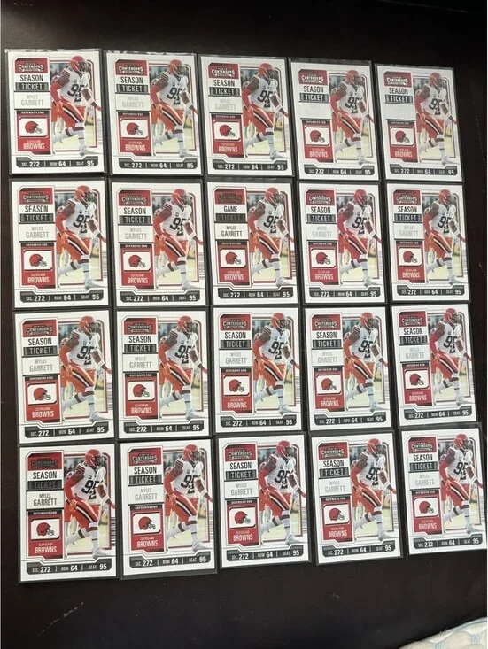 Myles Garrett 23 Red Game Ticket/Silver Mojo Season Ticket Collection 36 NM Lot.