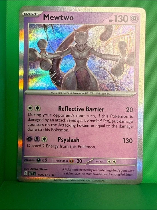 Pokemon Mewtwo Holographic Pink and Purple Trading Card