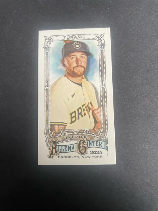 Topps 2025 Allen & Ginter Mini Brice Turang Milwaukee Brewers #222 Mini Card
