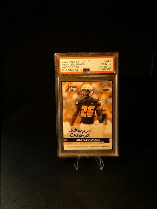 Leaf 2022 Pro Set Draft Akayleb Evans Rookie Auto PSA 9 Auto 10 #AE1