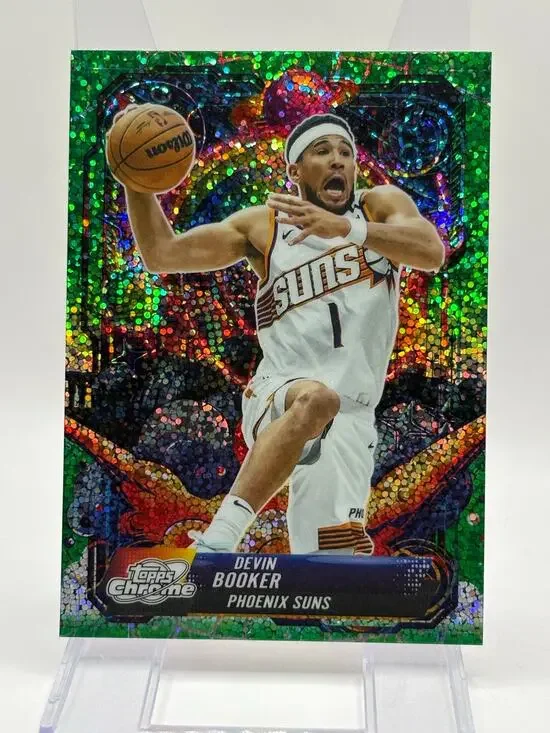 2025-26 Topps Cosmic Chrome Devin Booker Propulsion Green Space Dust 31/75 SP
