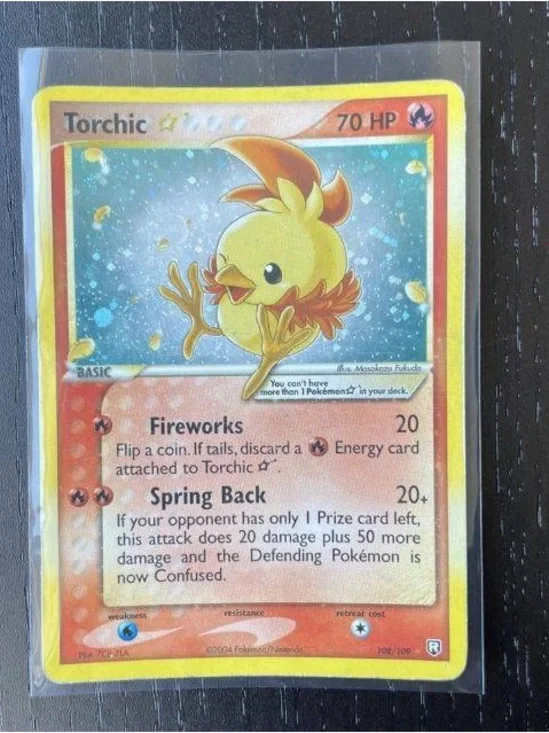 Pokémon Torchic Holo Trading Card - Yellow/Orange gold star