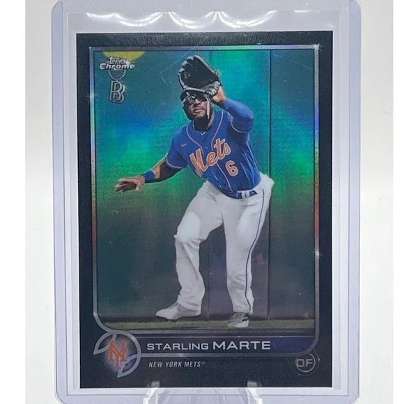 Starling Marte Black Refractor 2022 Topps Chrome Ben Ballr 132 MLB New York Mets